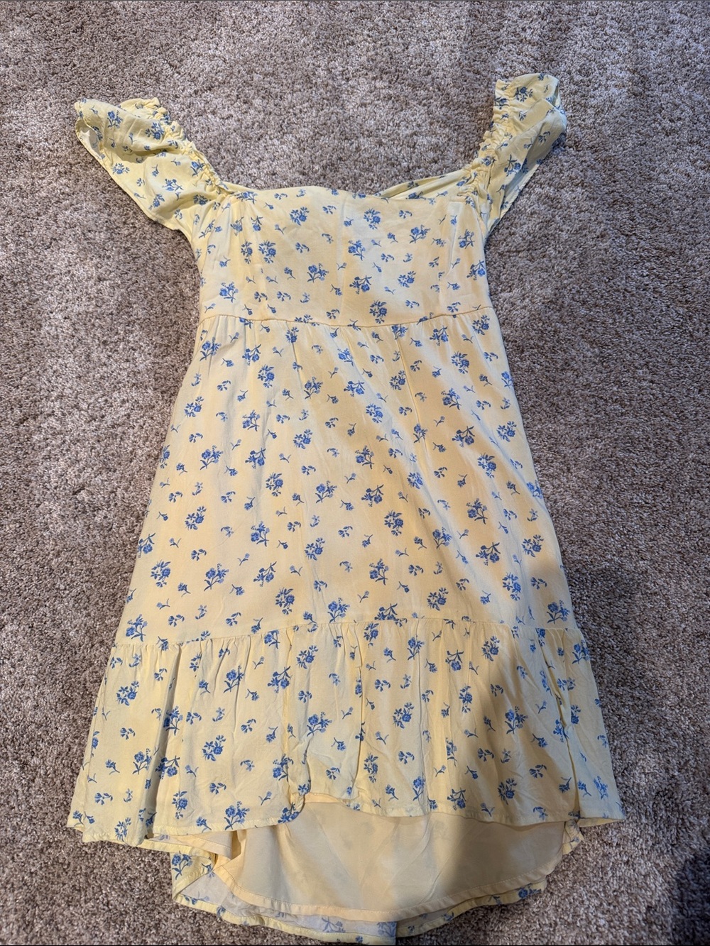 Hollister Yellow Mini Dress with Blue Floral Print